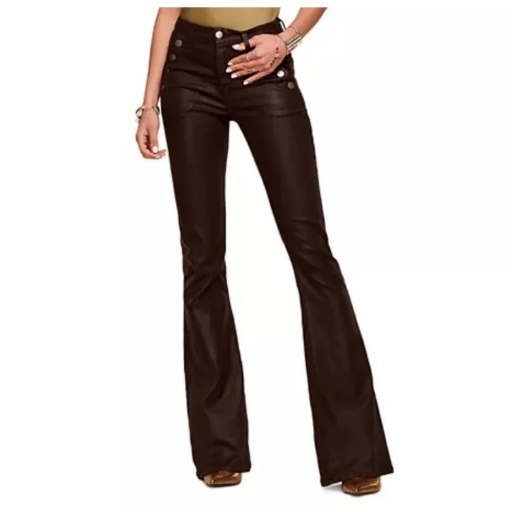 NWT $275 RAMY Brook Helena High-Rise Flare Coated Japanese Denim Sailor Jean  26 - Picture 3 of 15